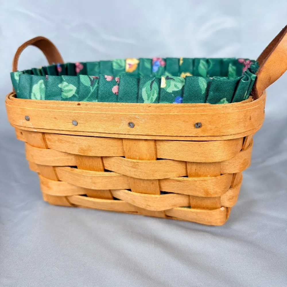 Longaberger 1996 Horizon of Hope Basket Green Floral Liner Plastic Protector